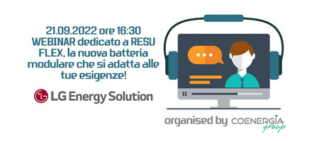 Webinar LG Energy Solution dedicato a RESU FLEX, la nuova batteria modulare che si adatta alle tue esigenze!